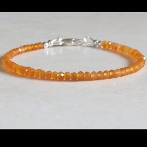 Carnelian Gemstone Sterling Silver Beaded Bracelet